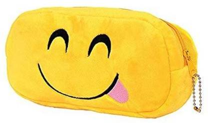 किड्स चॉइस Emoji Cute Soft Plush Cartoon Character Pouch Case With Smooth Zipper इमोजी आर्ट Canvas पेंसिल बॉक्स