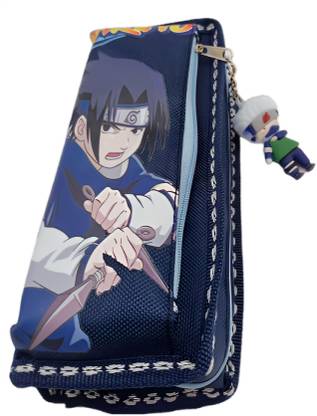 HARBAN MART Naruto Pencil Case with Naruto Key Chain Pencil Box for Kids Boys- Random Color Naruto Art Canvas Pencil Box