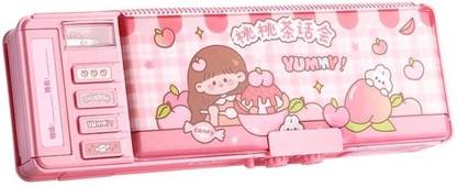 Devdhan Girls Password Pencil Box for Children , Many Function and Departments, Special Buttons Art Plastic Pencil Box