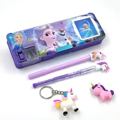 VELORA sister Magnetic Closure Built-in Calculator Dual Sharpene Spacious Design Portable Art Plastic Pencil Box