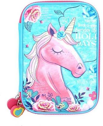 Mistazzo Stylish Unicorn Print Large Capacity Hardtop Pencil Case Organizer Pouch Stylish Unicorn Art EVA Pencil Box