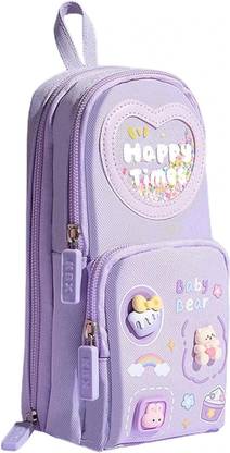 Devdhan Pencil Pouch 3 Compartment Pencil Case Stationary, Classes Imported Heavy Quality Pouch Art Polyester Pencil Box