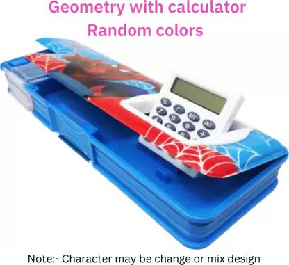 Extraposh Randomly articles Geometry with calculator (random colors) Art Metal Pencil Box