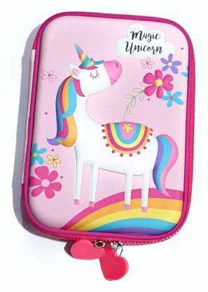 ShopNGift Premium Stylish Unicorn Owl Print Large Capacity Hardtop EVA Pencil Case 1 Art Polyester Pencil Box