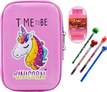 MINAAR Best Quality Zipper Combo Pencil Pouch Set For School Kids (Pouch With Stationery Set) Return Gift / Birthday Gift for boy & girls Art Polyester Pencil Box