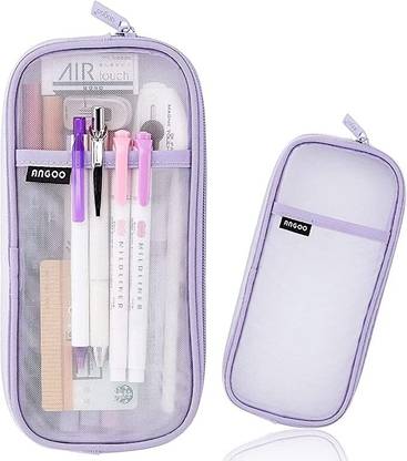 TREXEE Pencil Case, Grid Pencil Pouch with Zipper Clear Bag Transparent Pencil Bag 0 Art Plastic Pencil Box