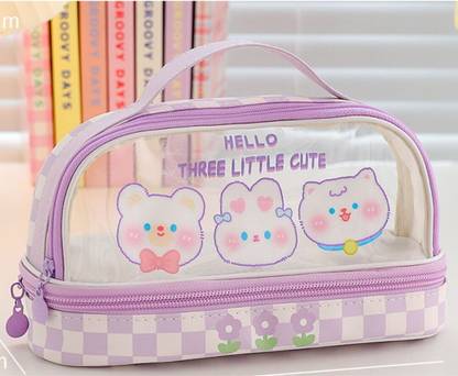 A R International Pencil case pouch Cute Purple Pencil Case Art Canvas Pencil Box