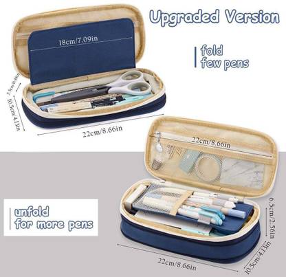 iRAKoo Pencil Case Navy Blue Art Polyester Pencil Box