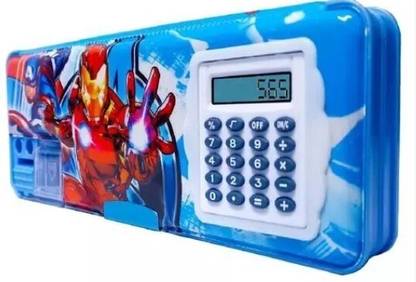 Worm dual compartment with Calculator pencil box for boys pack of 1 Art Plastic Pencil Box