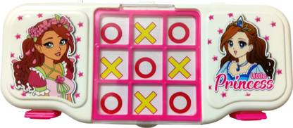 गिफ्ट कलेक्शन Plastic Pencil Box For Kids With Tic Tac Toe Game On Top - Pink गेम आर्ट Plastic पेंसिल बॉक्स
