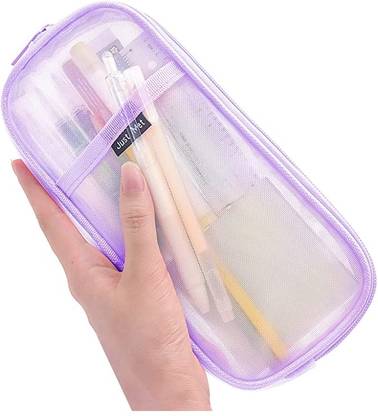 TREXEE Pencil With Pen Pouch Grid Zipper Clear Stationery Bag Transparent Pencil Bag 1 Art Plastic Pencil Box