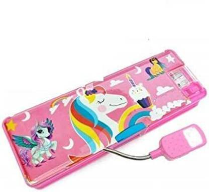 Plutofit Multipurpose Magnetic Pencil Box with LED Lamp Light 2 Side Compartment Art Plastic Pencil Box
