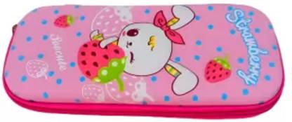 FITUP ® STATIONERY BOX FOLD PINK STRAWBERRY (9X4 CM) STRAWBERRY Art EVA Pencil Box