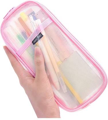 TREXEE Pencil With Pen Pouch Grid Zipper Clear Stationery Bag Transparent Pencil Bag 1 Art Plastic Pencil Box