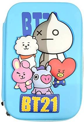 Netigems BTS BT21 Pencil Pouch For Girls And Boys | Cute 3D Design| Pack Of 1 Pc, (Blue) BTS BT21 Art Plastic Pencil Box