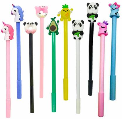 TITIRANGI 10Pcs Unique Design Fancy Pen for Students School Writing Blue Pen Gift for Kids Gel Pen