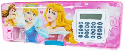 kistapo Disney Dual Side Pencil Box with Rotating Calculator Magic Disney in Clouds! Art Plastic Pencil Box