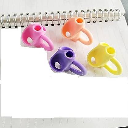 YTM Pack of 4 Two-Finger Silicone Pencil Grips for Kids Handwriting Pencil Grip