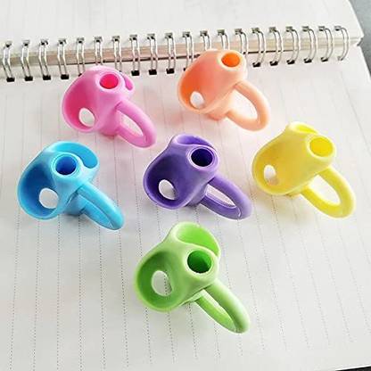 QWEEZER Pack of 6 Two-Finger Silicone Pencil Grips for Kids Handwriting Pencil Grip Pencil Grip