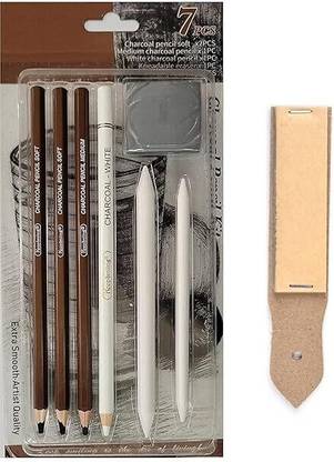 KRYTONE 8 PCS Art Black White Charcoal Pencil with Blending Stumps and Eraser Pencil Pencil