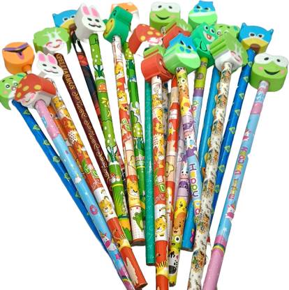 सिट्रीन Cartoon Design Pencil With Replaceable Eraser On Top 2 In 1 For Kids and Gift पेंसिल
