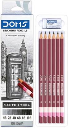 DOMS DRAWING PENCIL SET OF 6 WITH ERASER Pencil