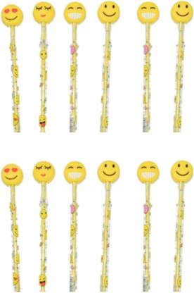 wingscreations Pack of124 Pcs Smiley Emoji Theme Push Pencil. Pencil