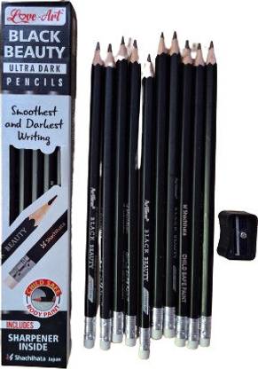 Artline Black Beauty Ultra Dark Pencils | Pack of 10 Pencils | Free 1 Sharpner Pencil