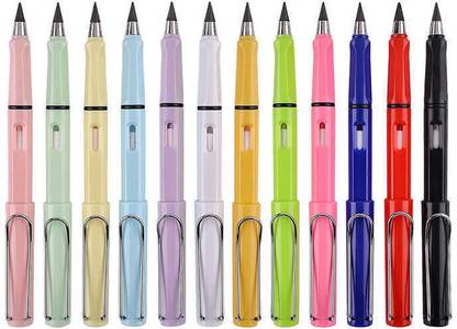 Poohan Reusable Inkless Pencil with eraser Metal Pencil (Pack of 12) RANDOM MULTICOLOUR Pencil