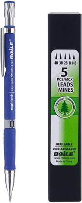 FRKB 2.0mm Mechanical Auto Pencil and Lead Box with 5 Leads Body Color Blue Pencil