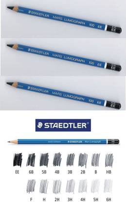STAEDTLER Mars Lumograph Drawing Pencil EE for Design and Drafting - Pack of 3 Pencils value pack Pencil