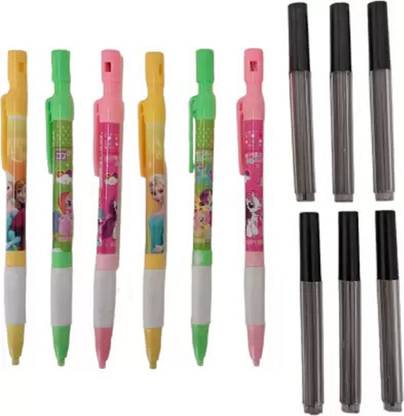 apcatio 6PCS Fancy Cartoon Printed Mechanical Pencils 2.0mm with Lead Refills Box Pencil