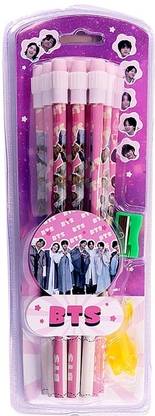 Vintager 12 Pc BTS Universe Pencil In Every Stroke Pencil Eraser Set With Sharpener Pencil