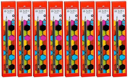 FABER-CASTELL 516302 Scrib-O Hexagonal Pencils With Eraser & Sharpener | Dark Pencil