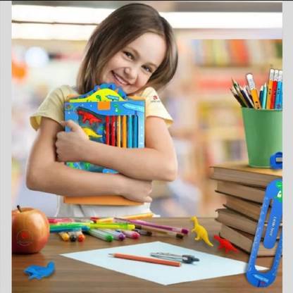 Muren Dargons Unique Pencil Eraser Rubber Set Stationery Pencil Ruler & Sharpener Pencil