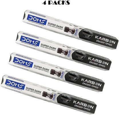 DOMS Super Dark Karbon Eraser Tipped HB/2 Graphite Pencil