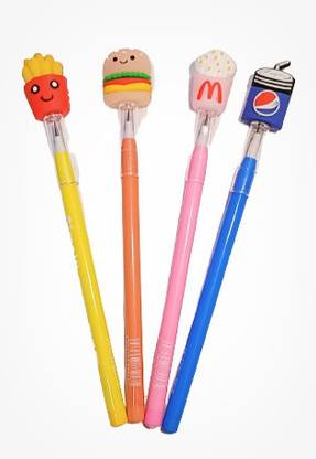 YEF Cute Food Emoji Theme Bullet Pencils Lead Nib Push Pencils Non-Sharpening Pencil