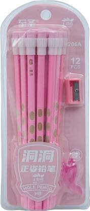 GETHOME Kaspa (Pack of 1) 12 PCS Pencil With Eraser, 1 Pencil Grips and 1 Sharpener Pencil