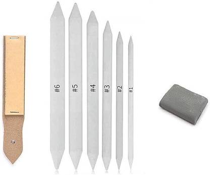 KRYTONE Paper Blending Stump Set with Sand Paper and Kneadable Art Eraser Pencil