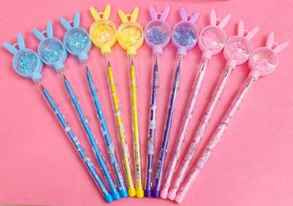 AMANVANI olorful Glitter Push-up Non Sharpening Pencil for School Children Pencil