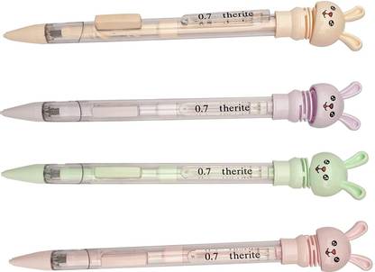 LITTLEMORE mechanical Pencil 0.7mm Pack of 4 with Lead Box Set of 2 (Spring Rabbit Shaped) Pencil