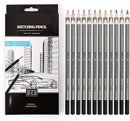 BM RETAIL 24 Pcs Fine Art Artist Graphite Drawing & Sketching, Shading Set Pencil Pencil