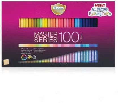 masterart MASTER SERIES Premier Coloured Pencils Set 100 Count Soft Core Colouring Pencil ROUND Shaped Color Pencils