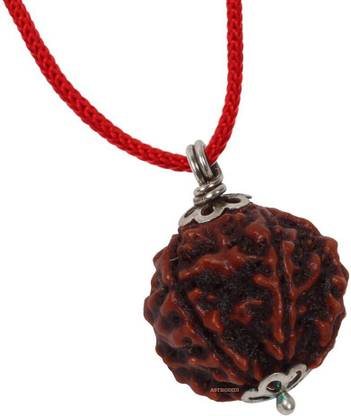 3SIX5 Seven Mukhi Rudraksha Locket With Lab Certificate Silver Wood Pendant