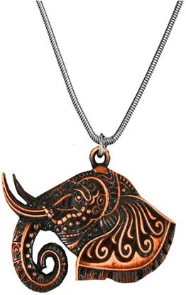 AFH Lucky Charm Elephant Copper with Snake Chain Religious Décor Hanging Car Hanging Ornament