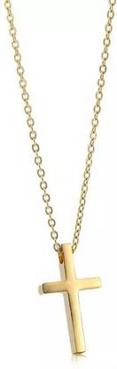 vien Simple Cross Pendant for Boy Girl Thin Neck Women Steel Small Necklace Gold-plated Stainless Steel Locket