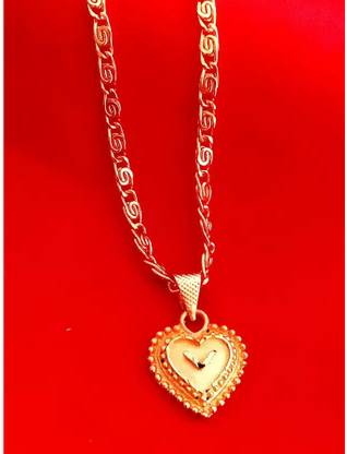 Nig-bb Dil Locket Pandant With chain Gold-plated Crystal Alloy