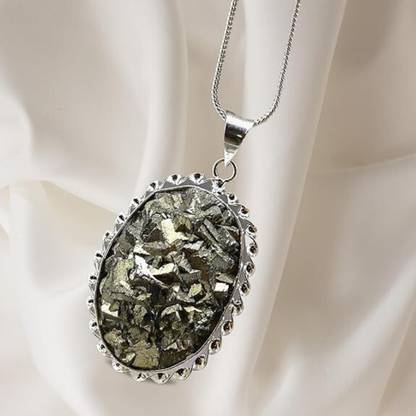 VIBESLE Pyrite Stone Original Pendant Necklace - Certified Pyrite Pendant Crystal Stone