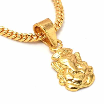 PYR Fashion Simple Chain with Pendant Lord Ganesha Locket Ganpati Ganesh ji Maharaj Gold-plated Alloy Pendant Set