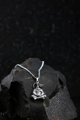 PRRITI Hanuman Silver Locket With Oxidised Silver Chain Silver Alloy Pendant